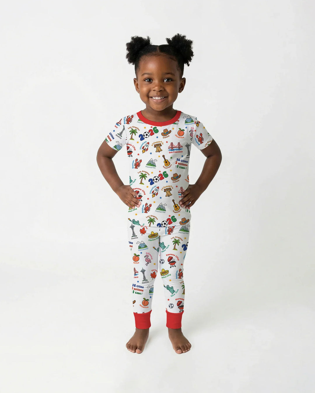 Soccer Cup Host Cities 2026 Bamboo Two Piece Short Sleeve Pajama Set