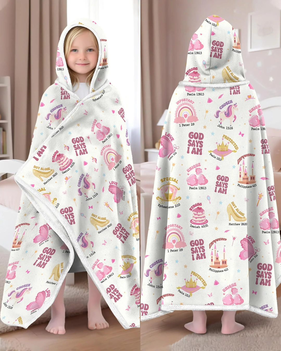 God Says I Am Girl Bamboo Wearable Hooded Blanket