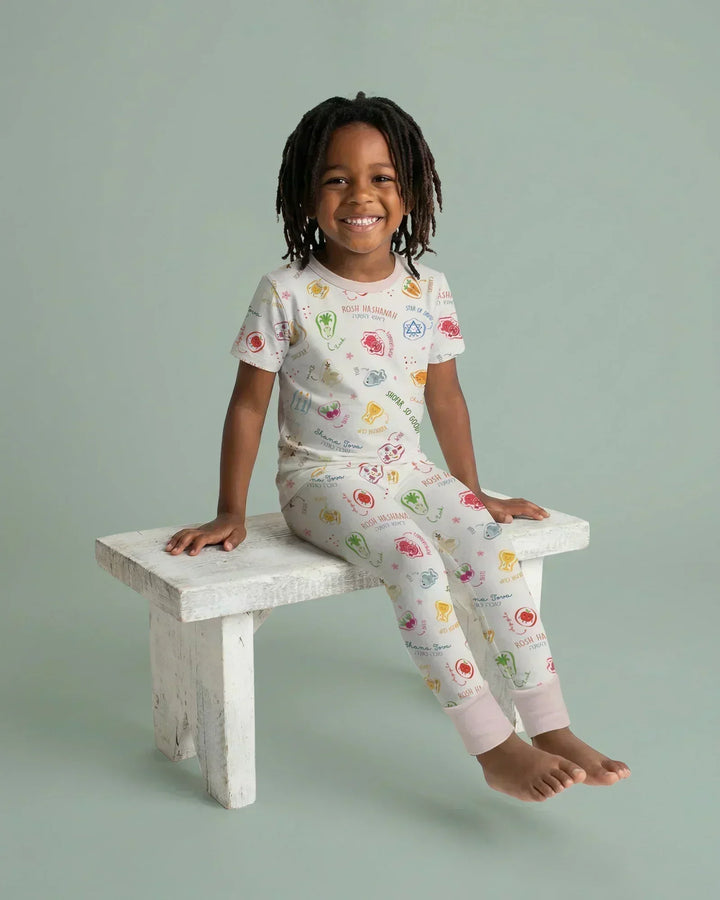 Happy Rosh Hashanah Bamboo Two Piece Short Sleeve Pajama Set