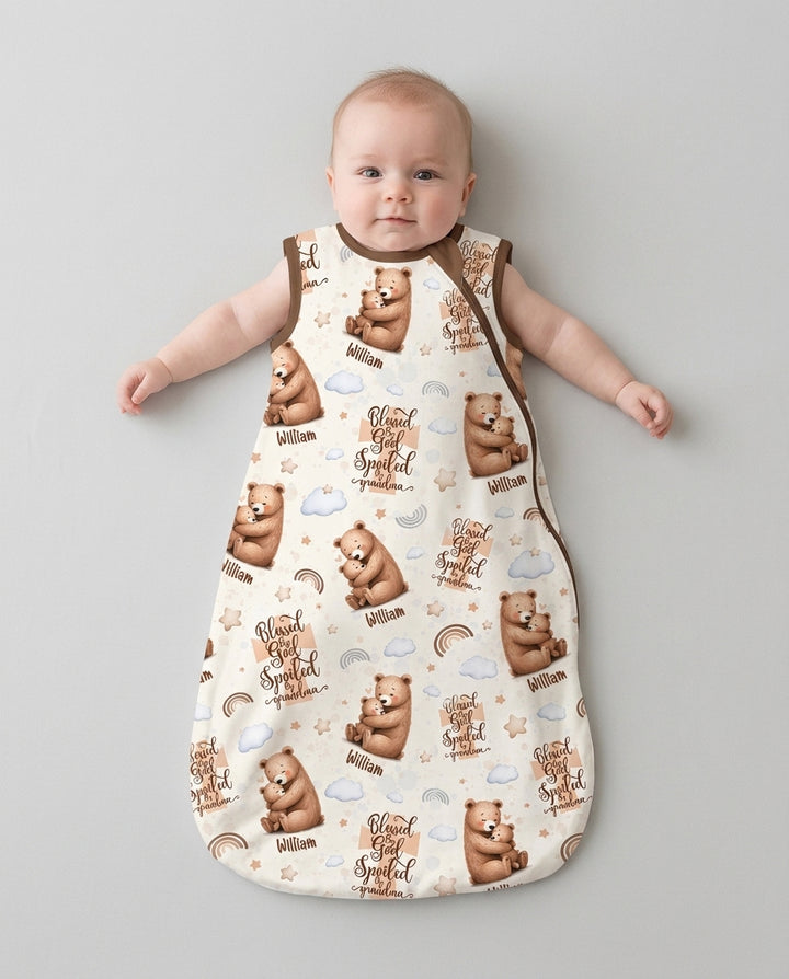 Custom Name Blessed By God Spoiled By Grandma Bamboo Sleep Bag