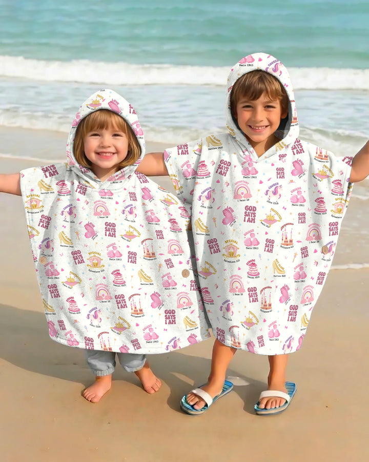 God Says I Am Girl Bamboo Swim Poncho
