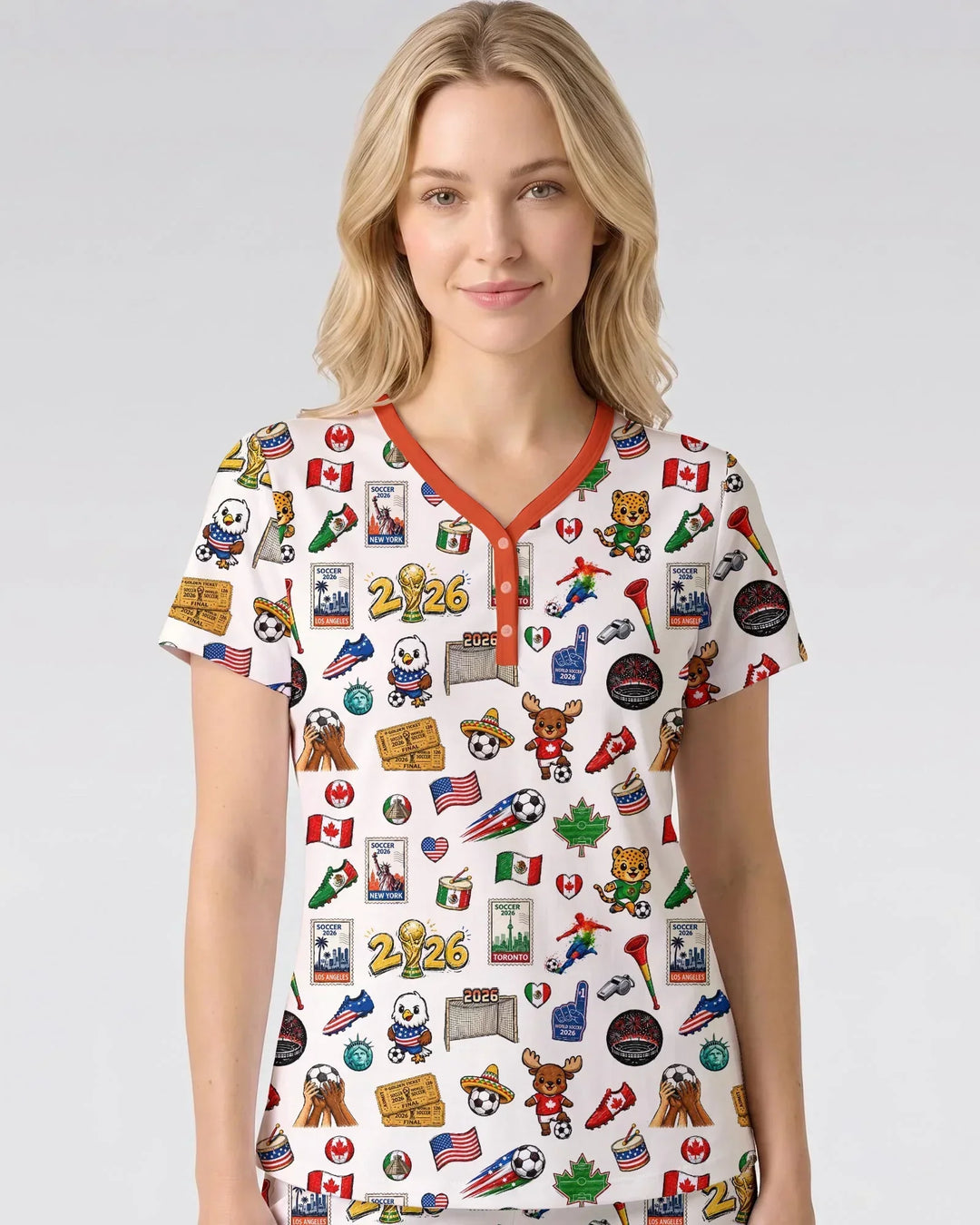Soccer Cup 2026 Family Matching Bamboo Women Short Sleeve Short Pajama Set