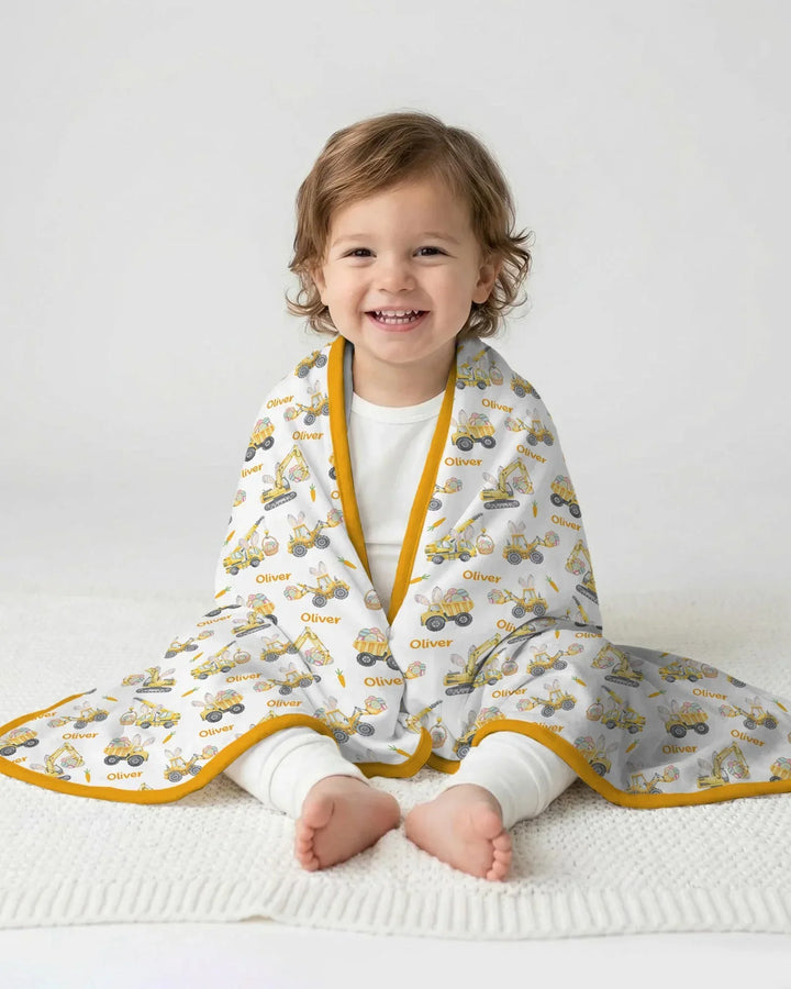 Custom name Eggs-cavator Construction Bamboo Blanket