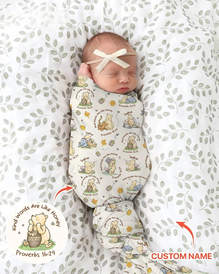 Kind Words Are Like Honey Custom Name swaddle blanket