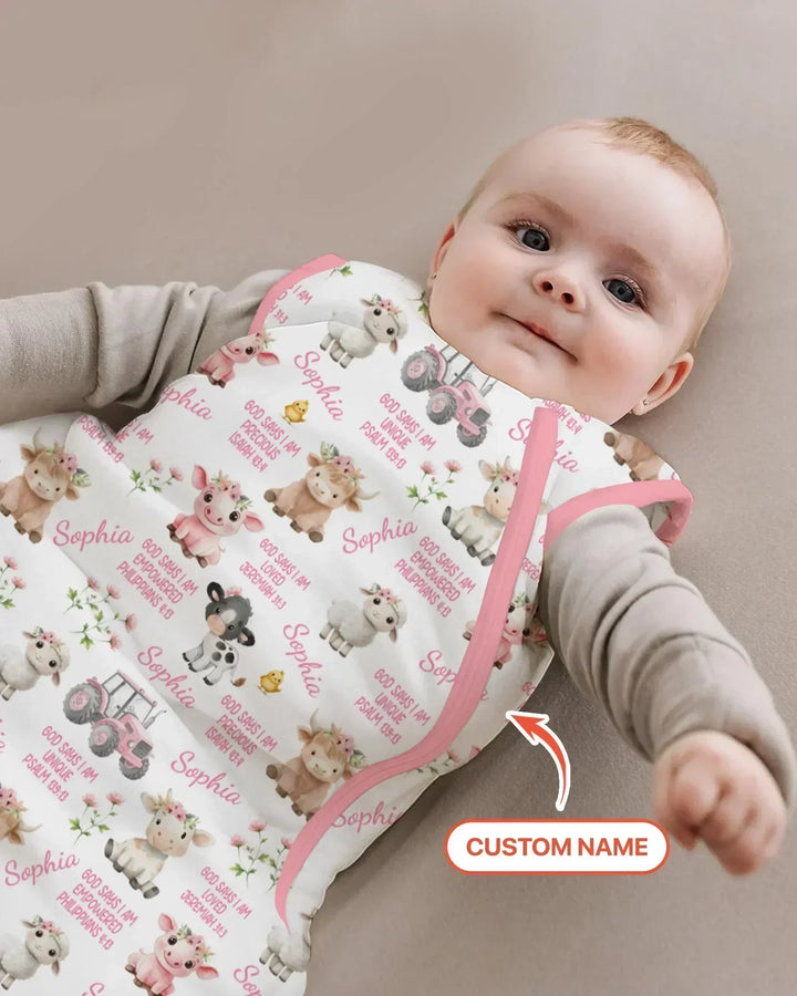 Custom Name God Says I Am Farm Animals Bamboo Sleep Bag