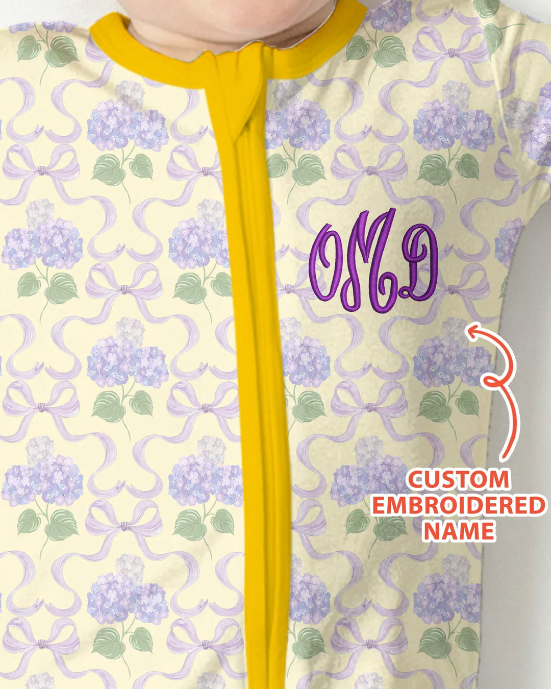 Custom Name Embroidered Hydrangea Welcome Home Bamboo Convertible Zippy