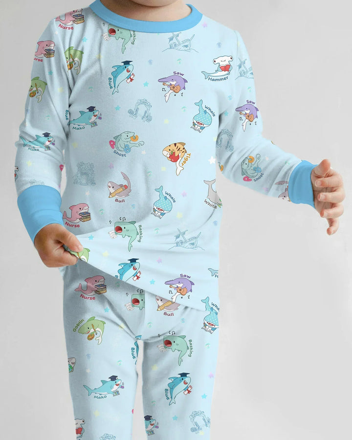 Shark School Bamboo Two Piece Long Sleeve Pajama Set