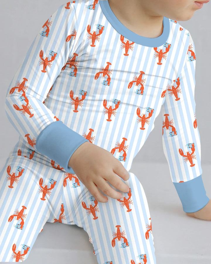 Custom Name Crawfish Beer Season Bamboo Two Piece Long Sleeve Pajama Set