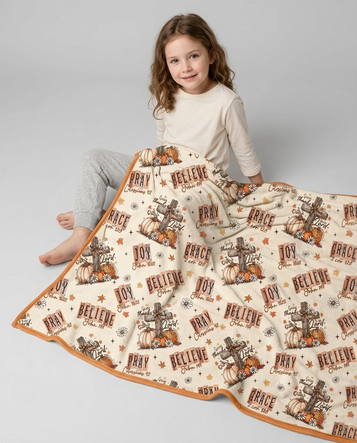 Floral Fall Give Thanks To The Lord Bamboo Blanket