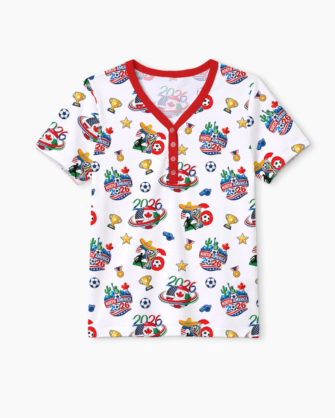 World Soccer North America 2026 Family Matching Bamboo Women Short Sleeve Short Pajama Set