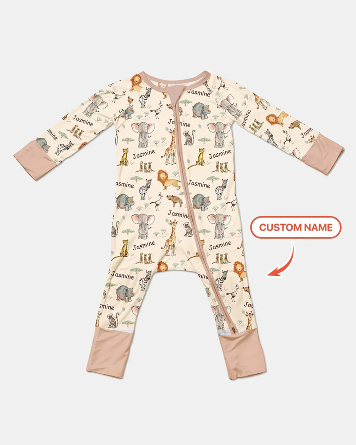 Safari Friends Custom Name Bamboo Convertible Zippy