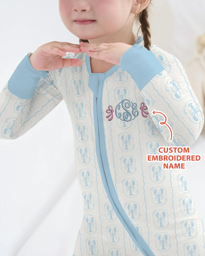 Custom Monogram Letter Embroidered Baby Bamboo Convertible Zippy