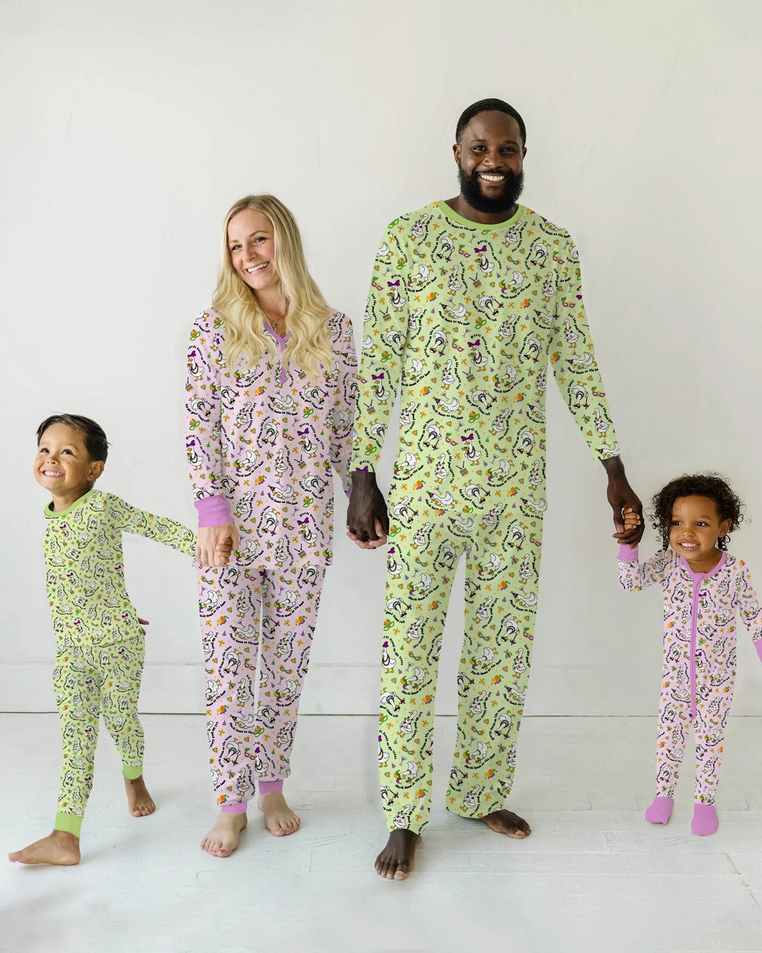 Mardi Gras Silly Goose Bamboo Two Piece Long Sleeve Pajama Set