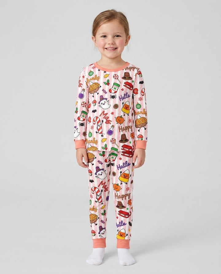 Happy Hallothanksmas Bamboo Two Piece Long Sleeve Pajama Set