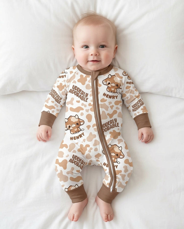 Udderly Adorable Custom Name Bamboo Convertible Zippy