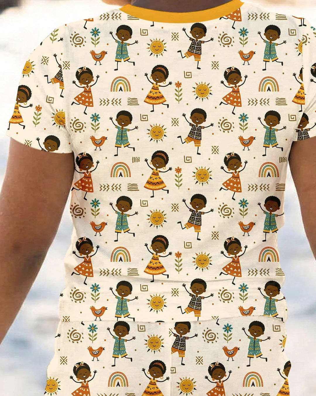 Cute African Heritage Bamboo Two Piece Short Sleeve Pajama Set
