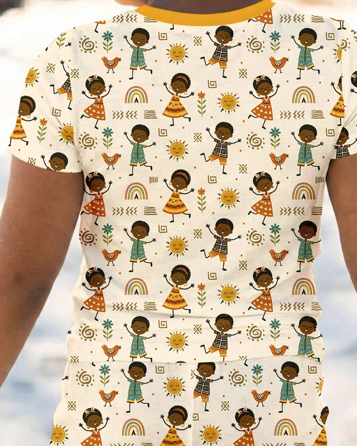 Cute African Heritage Bamboo Two Piece Short Sleeve Pajama Set