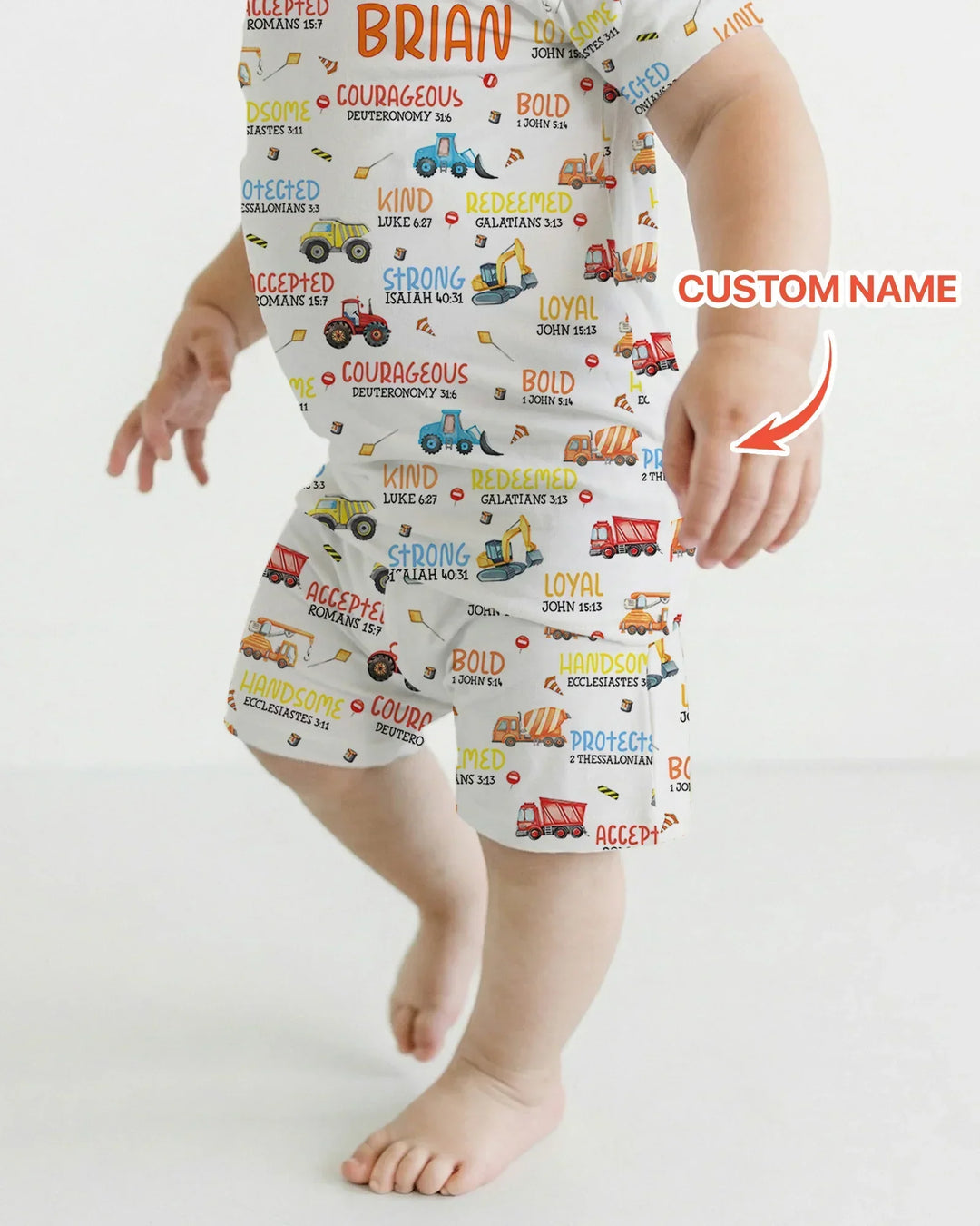 Personalized God Says I Am Little Builder Bamboo Two Piece Short Sleeve Shorts Pajama Set
