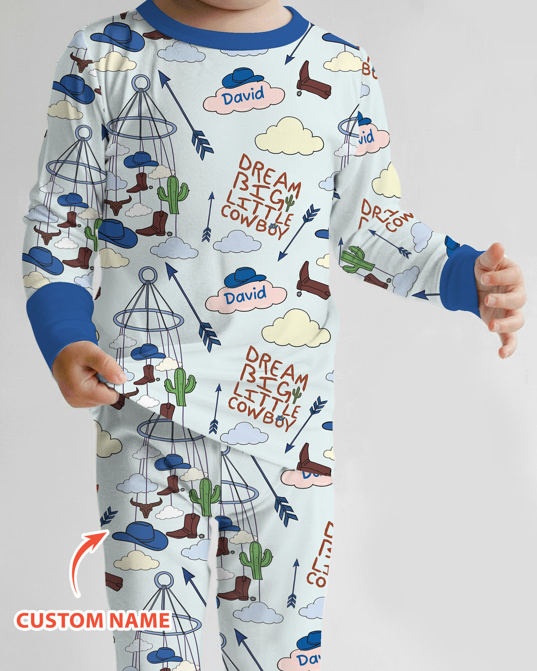Litlle Cowboy Sis Bro Matching  Bamboo Two Piece Long Sleeve Pajama Set