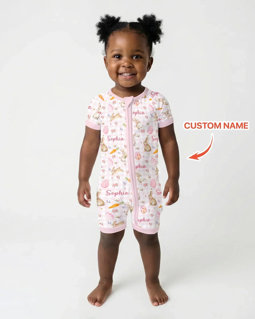 Custom Name Bunny Garden Bamboo Shorty Zippy