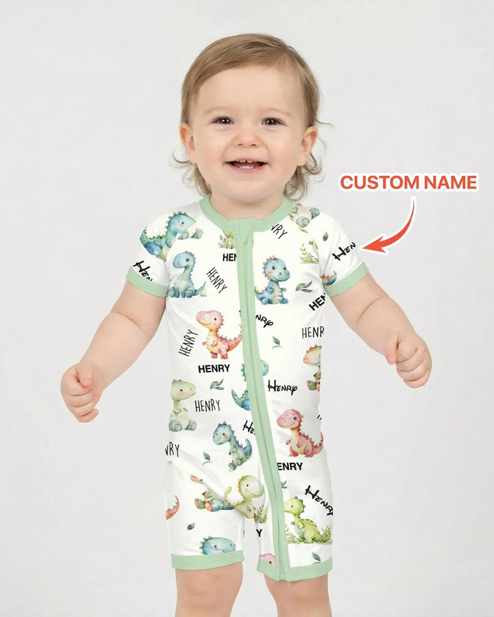 Dinosaur Custom Name Bamboo Shorty Zippy