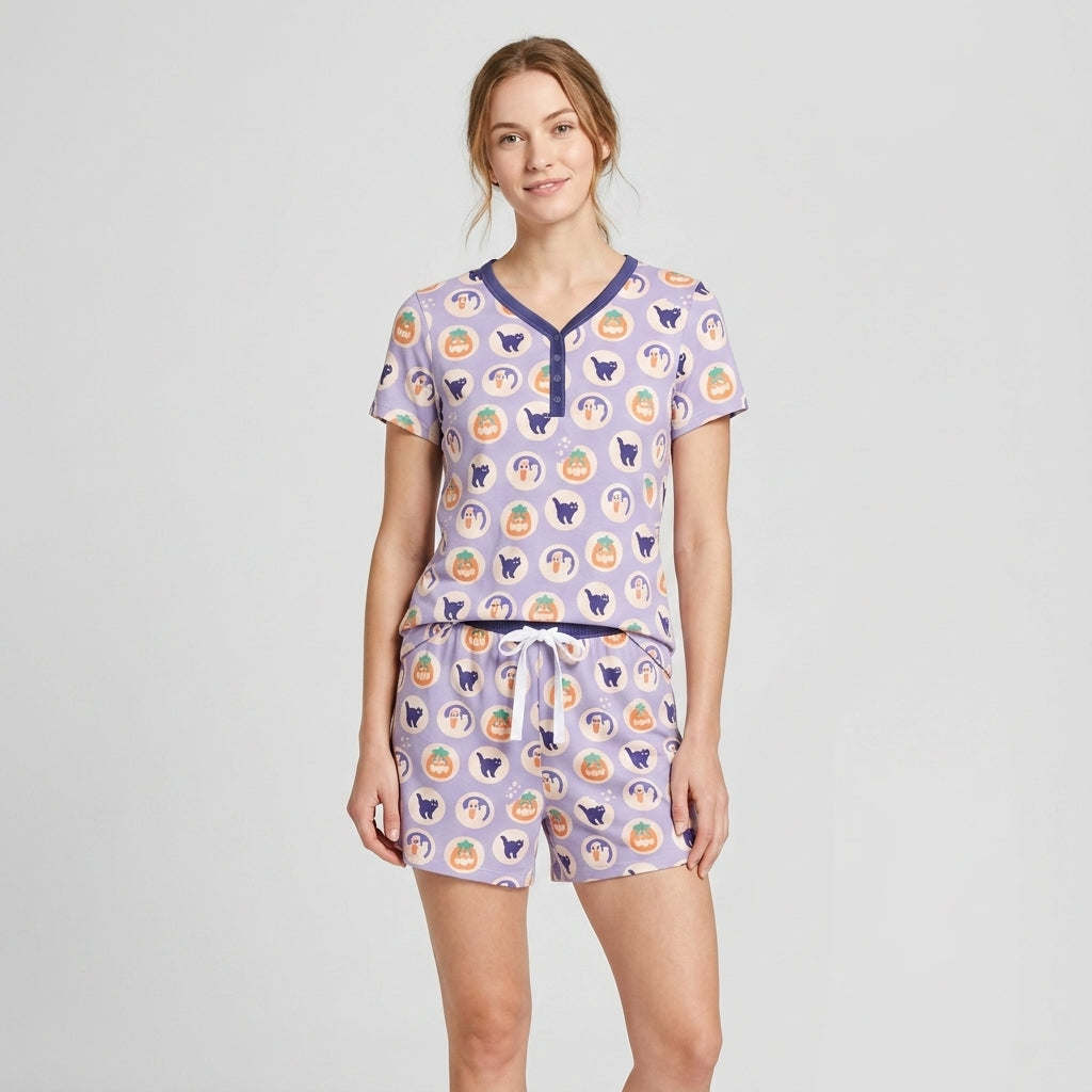 Boo Crew Bamboo Women Short Sleeve Short Pajama Set