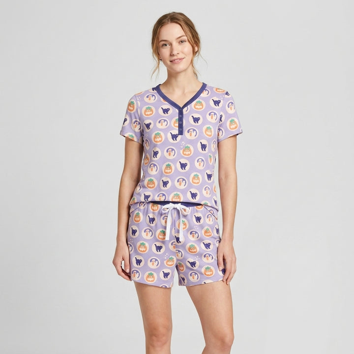 Boo Crew Bamboo Women Short Sleeve Short Pajama Set