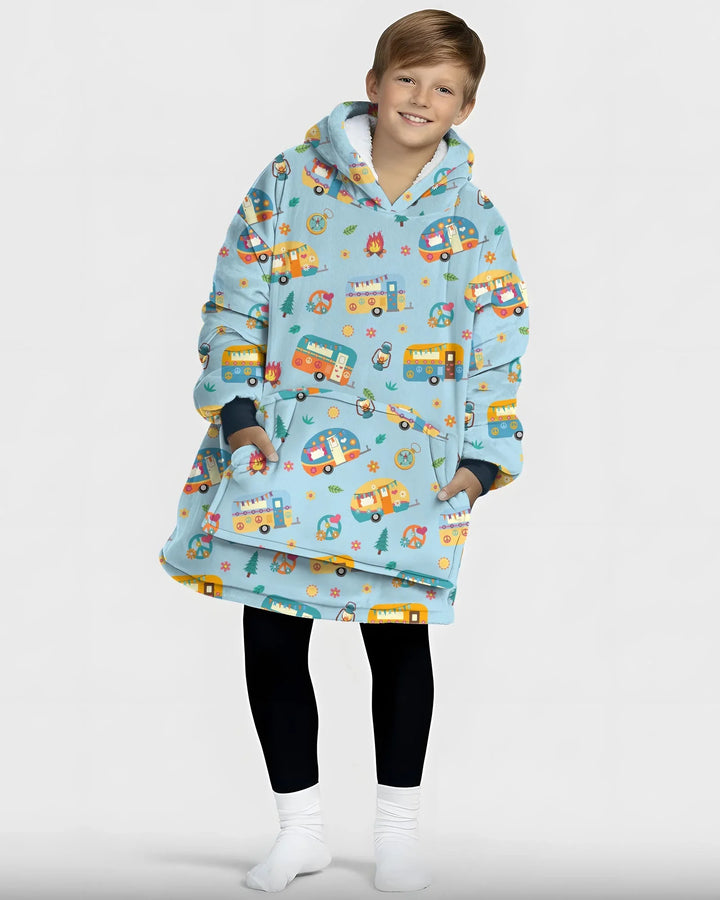Happy Little Camper Bamboo Blanket Hoodie