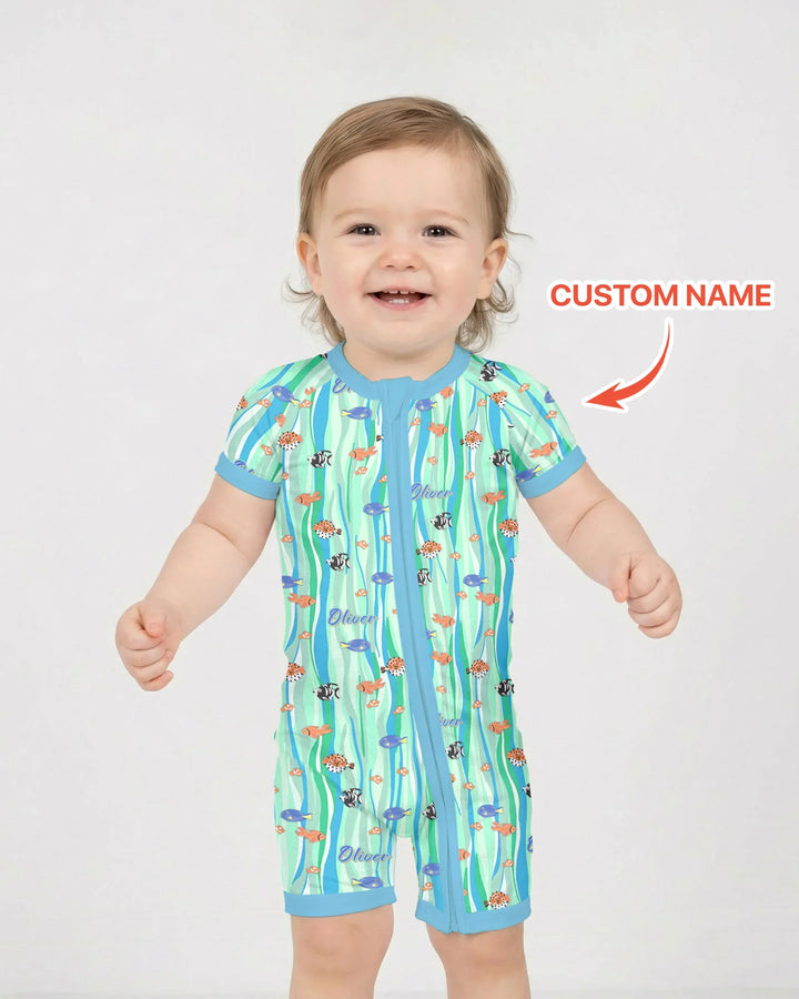 Custom Name Summer Beach Bamboo Shorty Zippy