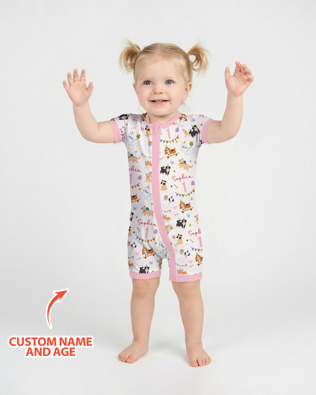 Custom Name Birthday Dogs Party Bamboo Shorty Zippy