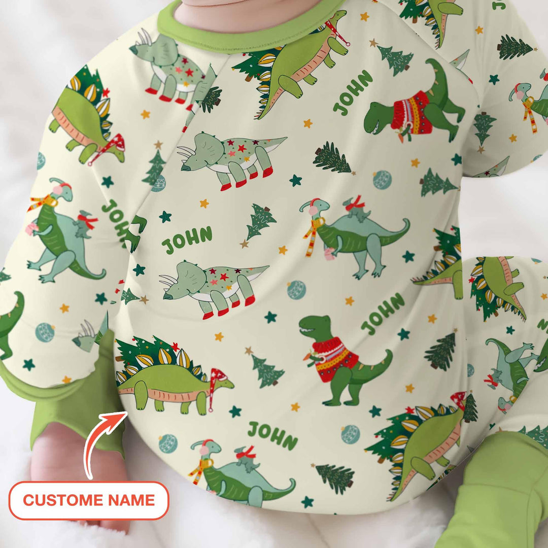 Custom Name Dinosaurs Christmas Tree Bamboo Convertible Zippy