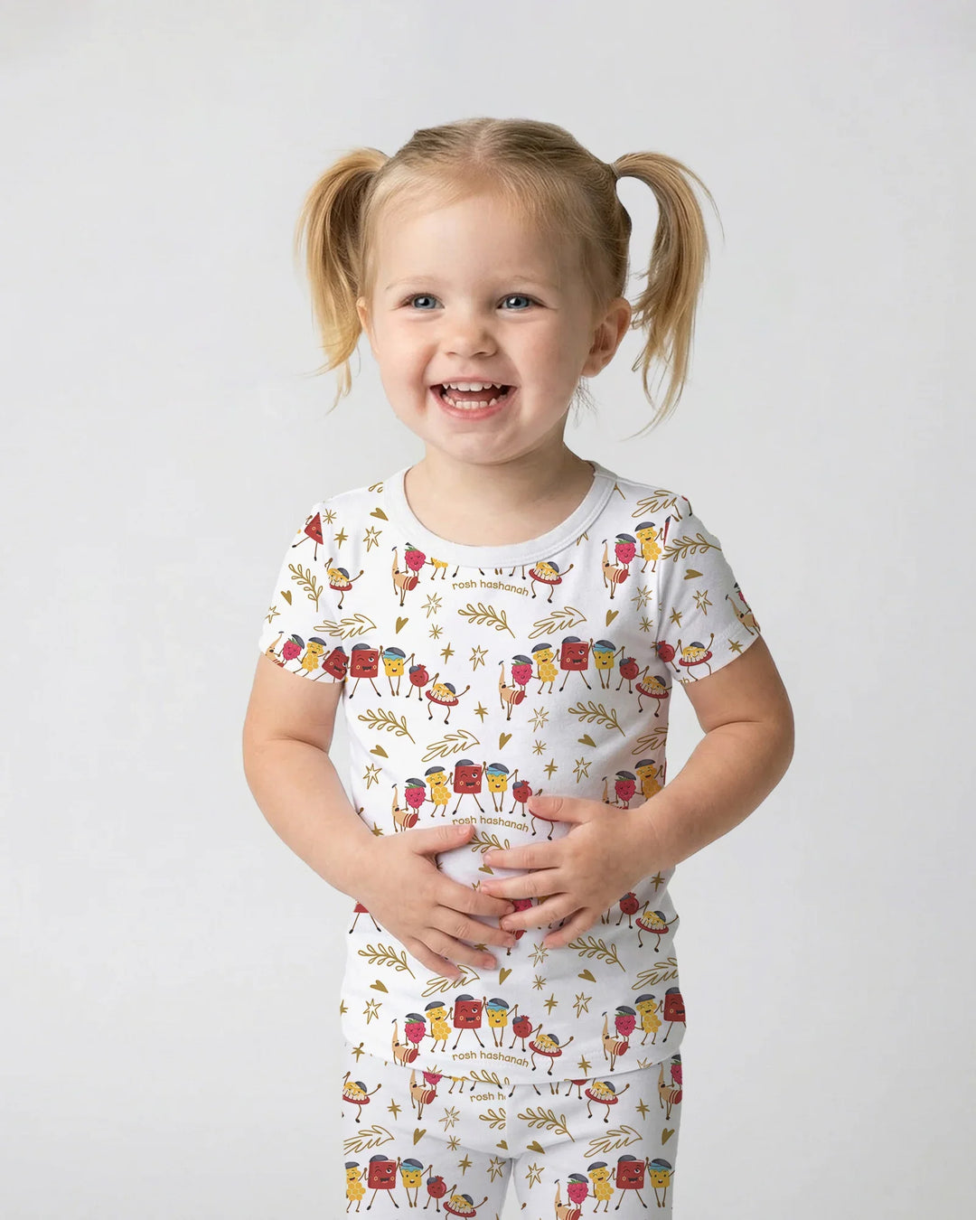 Let's Celebrate Rosh Hashanah Bamboo Two Piece Short Sleeve Pajama Set