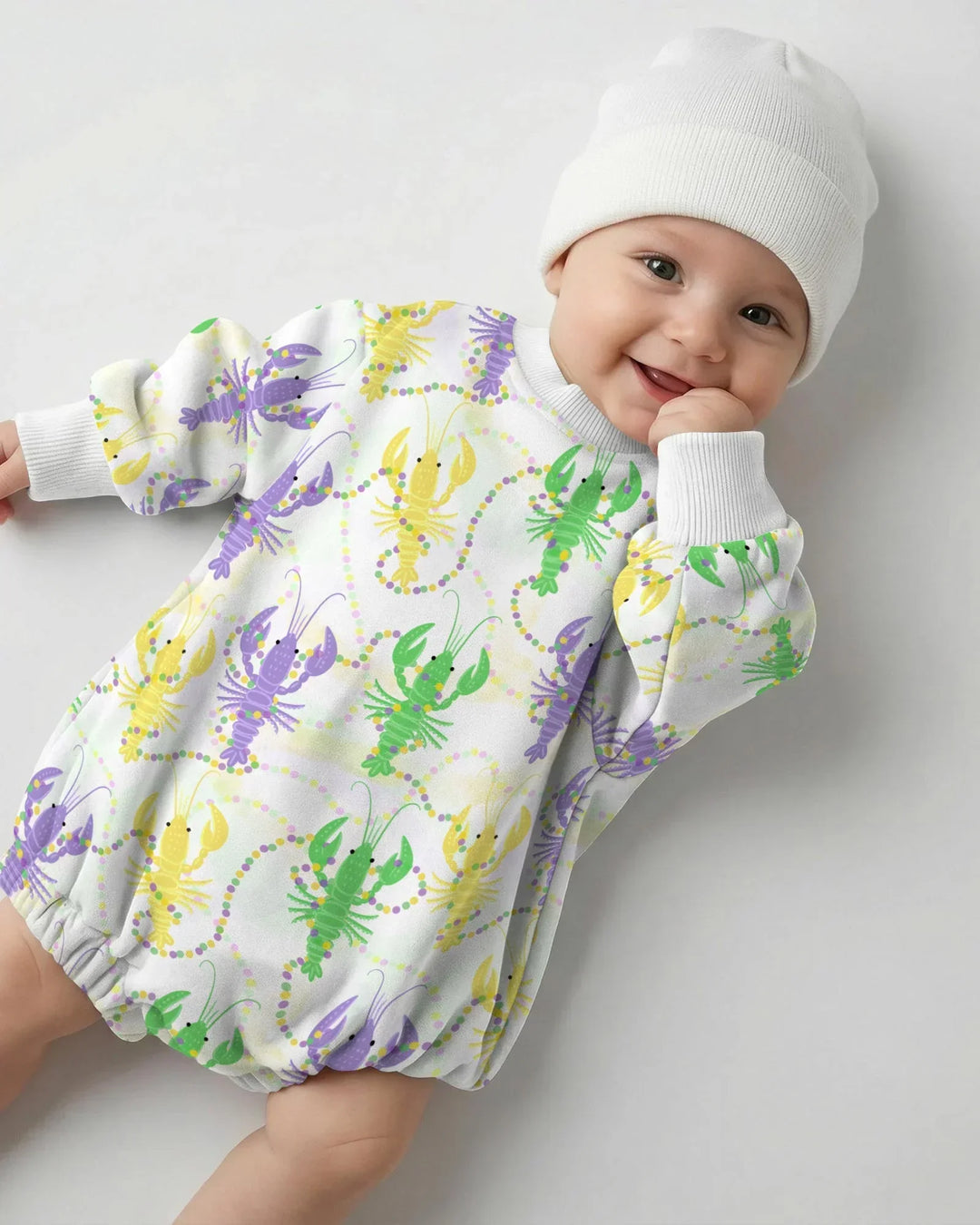 Mardi Gras Crawfish Family Matching Bamboo Bubble Romper