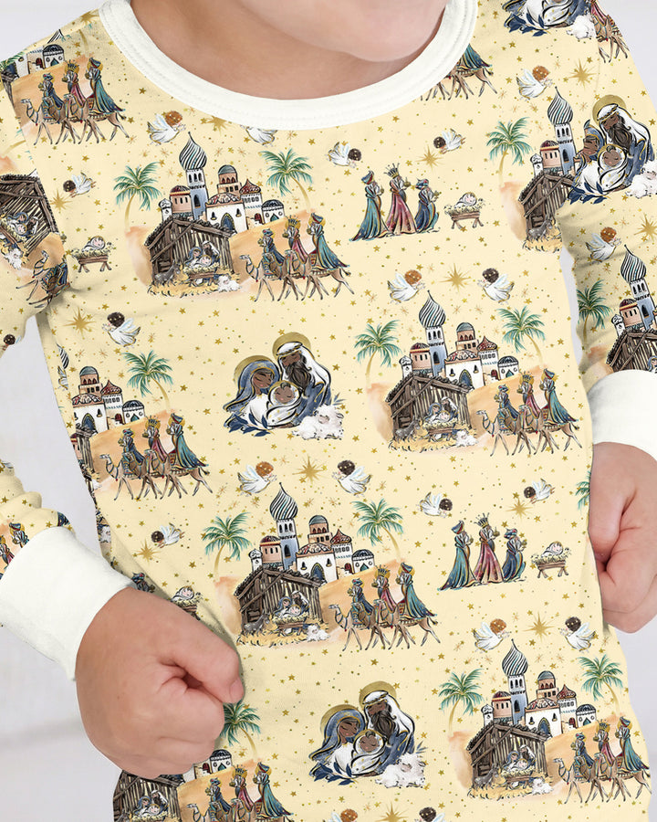 Nativity Christmas Family Matching Family Bamboo Two Piece Long Sleeve Pajama Set