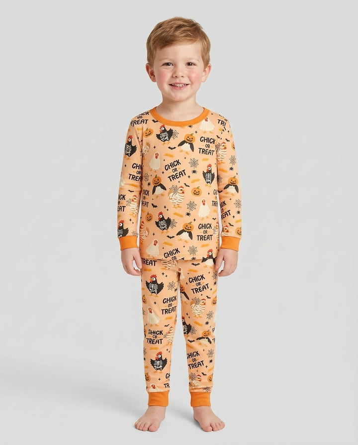 Halloween Chick Or Treat Bamboo Two Piece Long Sleeve Pajama Set