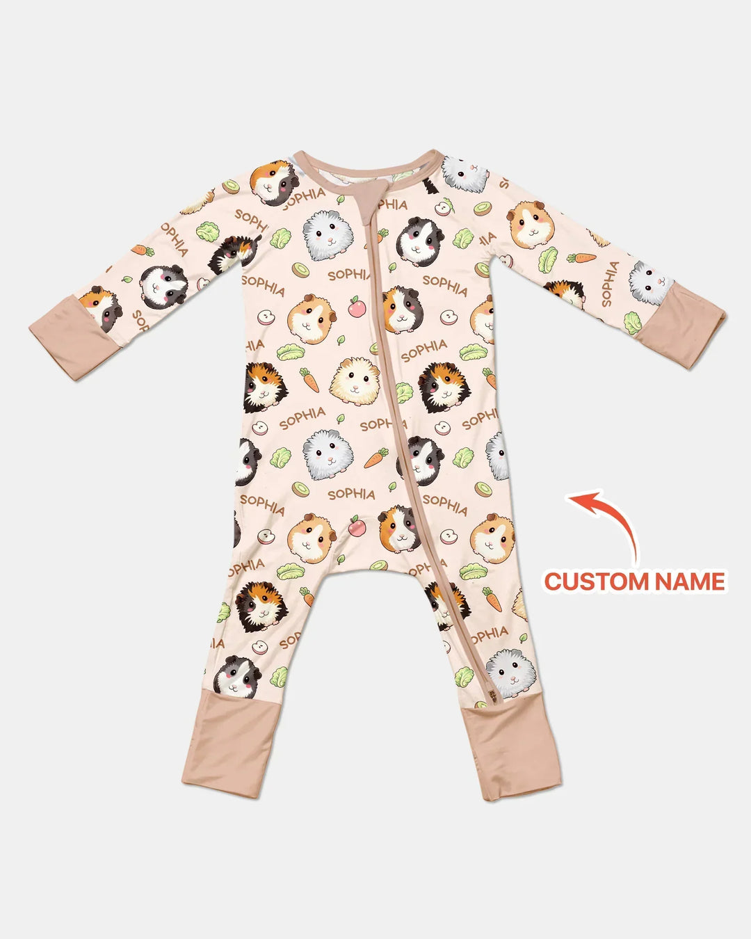 Custom Name Cute Guinea Pigs Bamboo Convertible Zippy