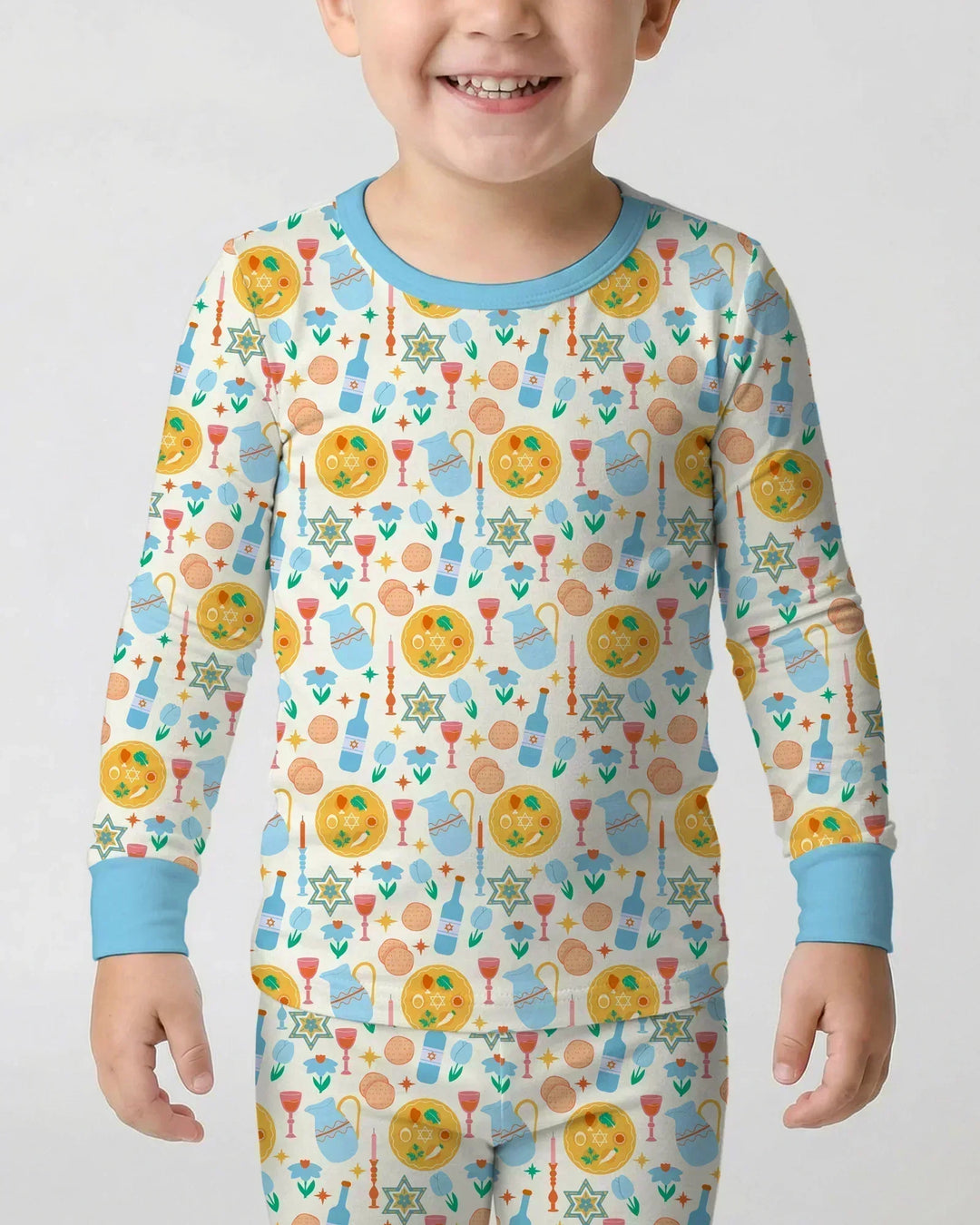 Pesach Sameach Matching Family Bamboo Two Piece Long Sleeve Pajama Set