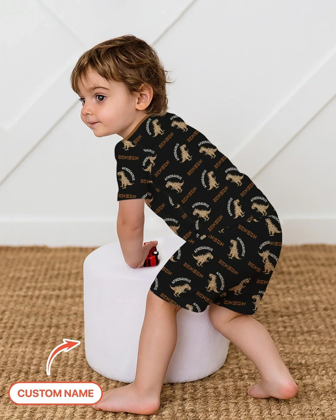 Custom Name Afikosaurus Bamboo Two Piece Short Sleeve Shorts Pajama Set