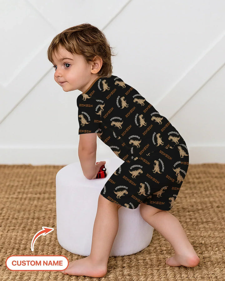 Custom Name Afikosaurus Bamboo Two Piece Short Sleeve Shorts Pajama Set