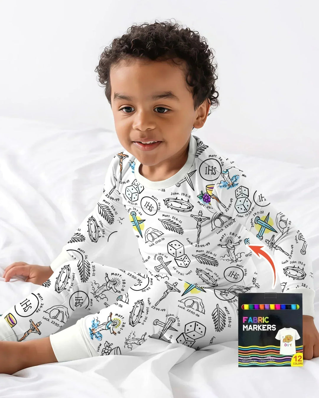 Easter Story Colorable Bamboo Two Piece Long Sleeve Pajama Set