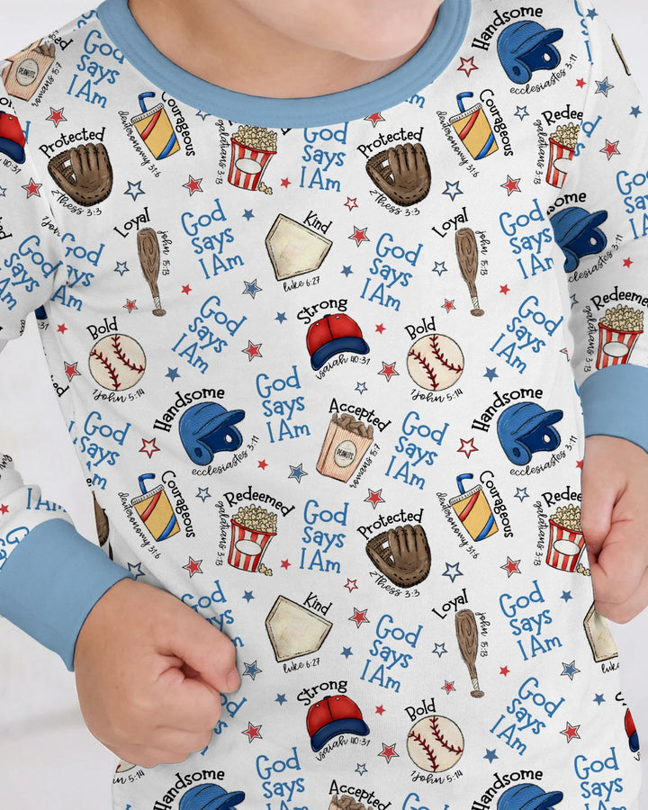 Christian Baseball Bamboo Two Piece Long Sleeve Pajama Set