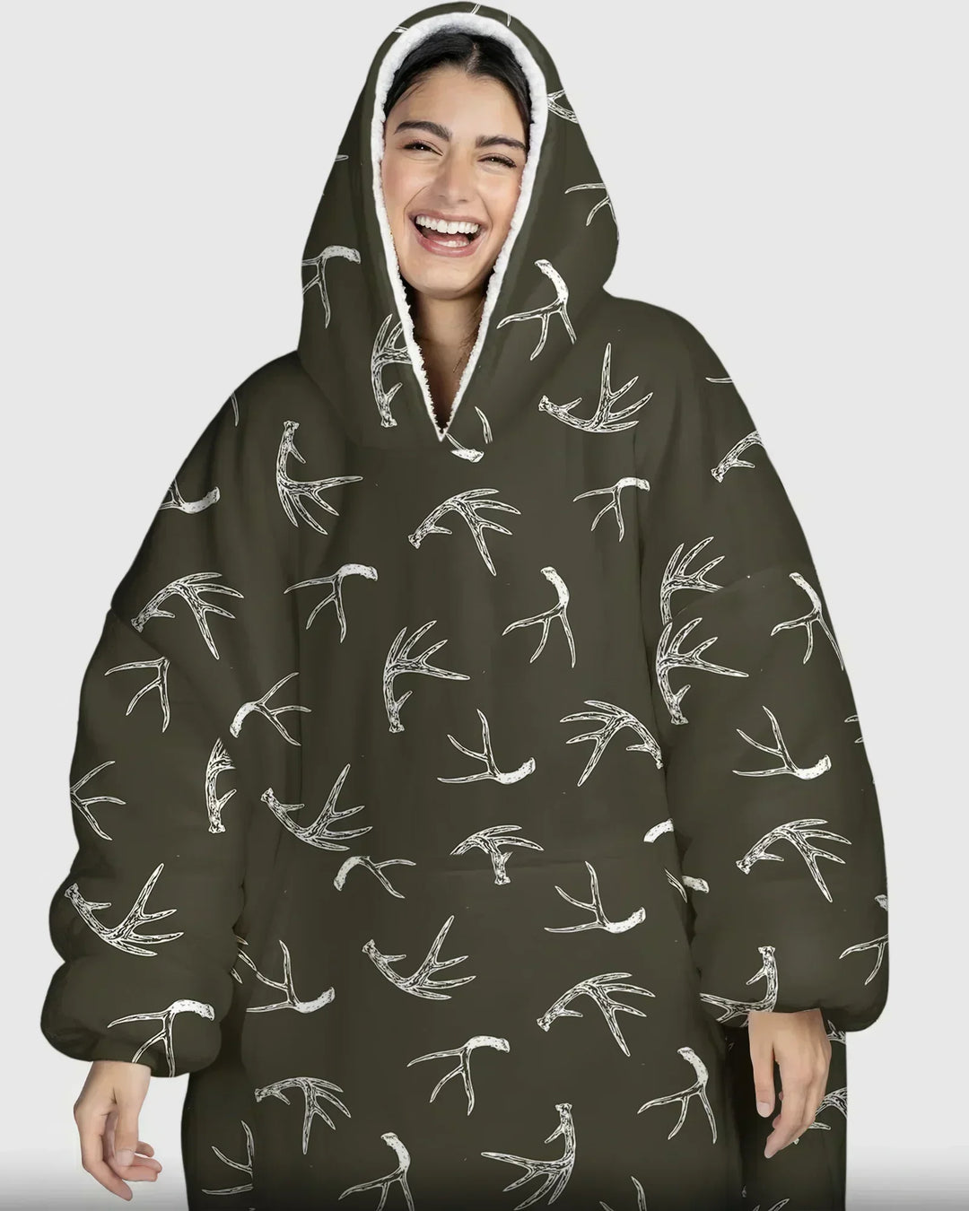 Antlers Minimalism Wearable Bamboo Blanket Hoodie