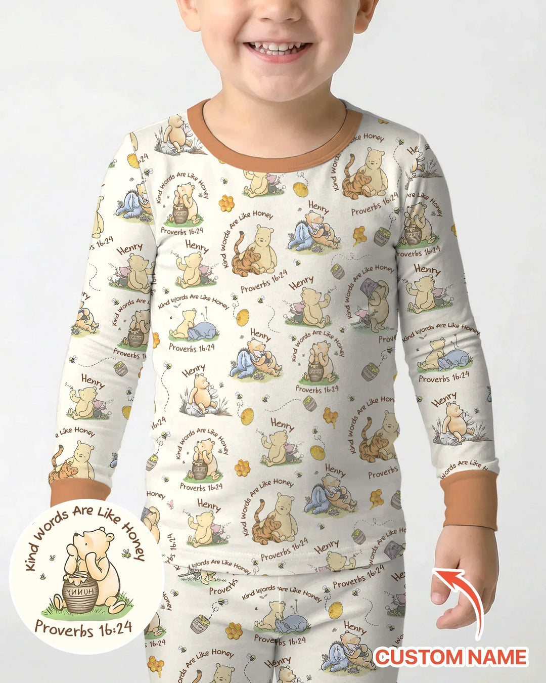 Kind Words Are Like Honey Custom Name Bamboo Two Piece Long Sleeve Pajama Set