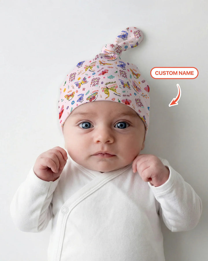 Custom Name God says I am Butterfly Bamboo Knotted Hat