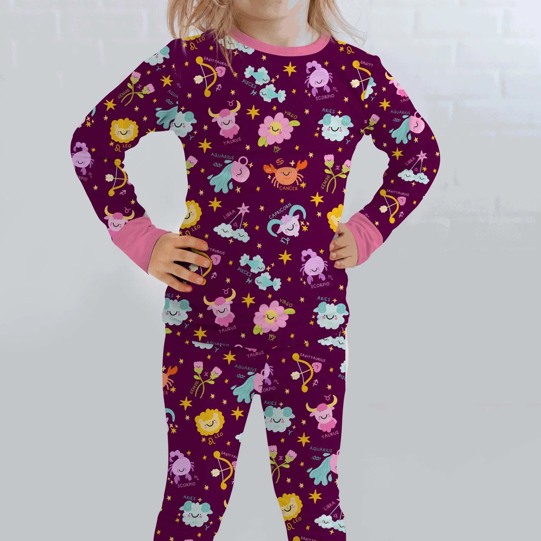 Zodiac Signs Bamboo Two Piece Long Sleeve Pajama Set