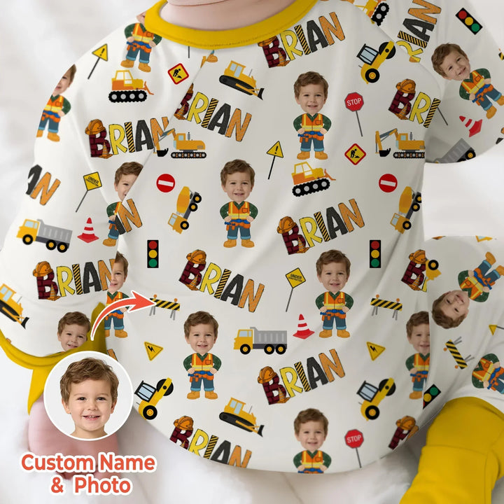 Custom Photo Doodle Little Builder Bamboo Convertible Zippy