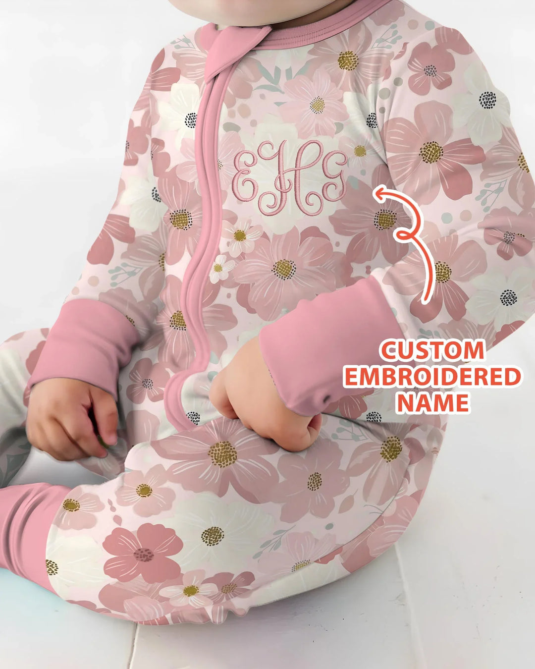Custom Embroidered Name Floral Bamboo Convertible Zippy