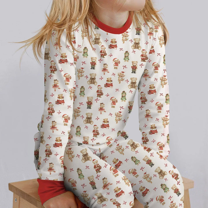Christmas Teddy Bears Bamboo Two Piece Long Sleeve Pajama Set
