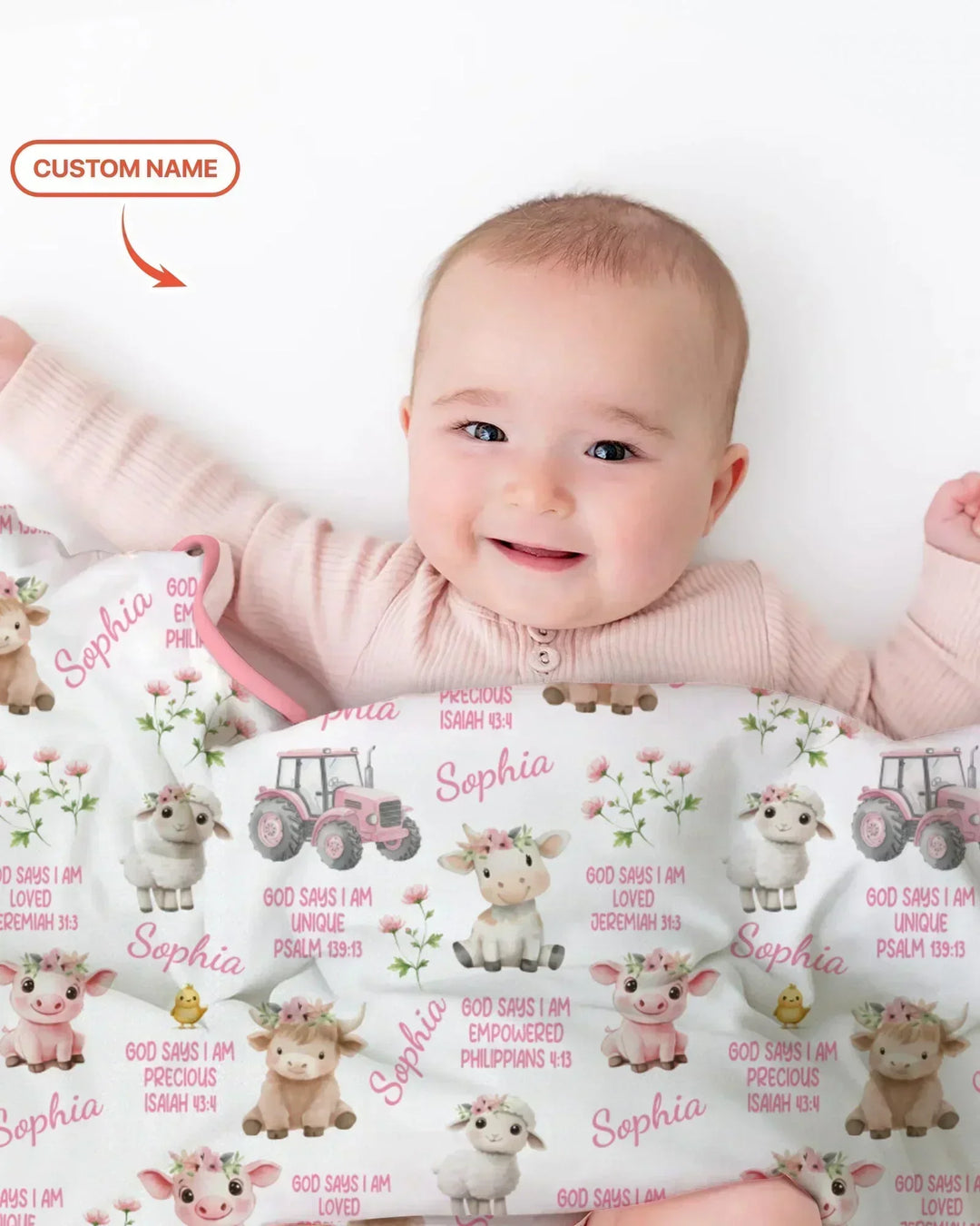 Custom Name God Says I Am Farm Animals Bamboo Blanket