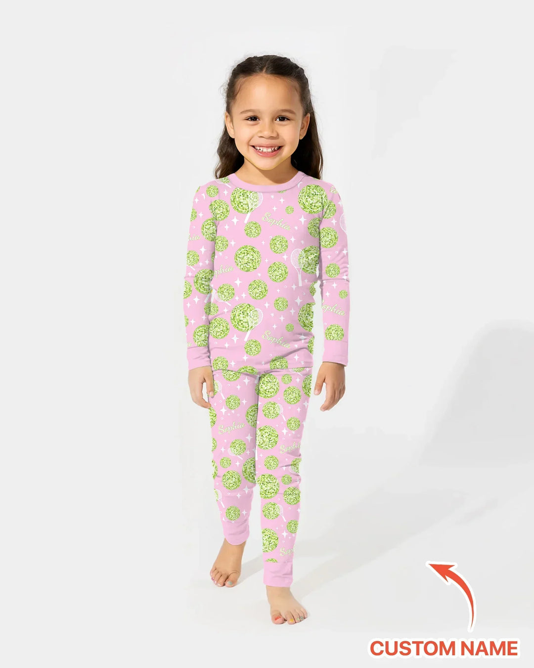 Tennis Disco Girl Party Matching Bamboo Two Piece Long Sleeve Pajama Set
